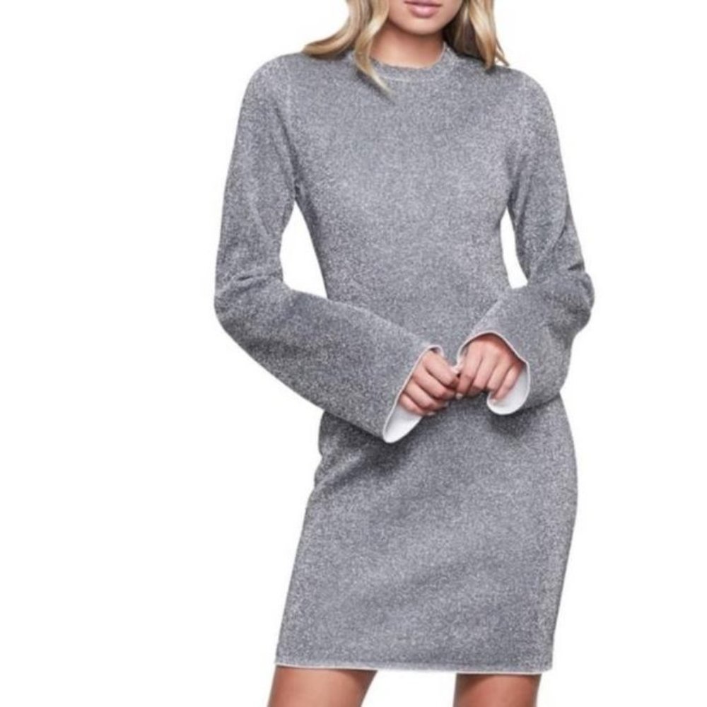 Good American Silver Metallic Mini Dress, US 0